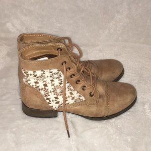 Tan and Lace Ankle Boots